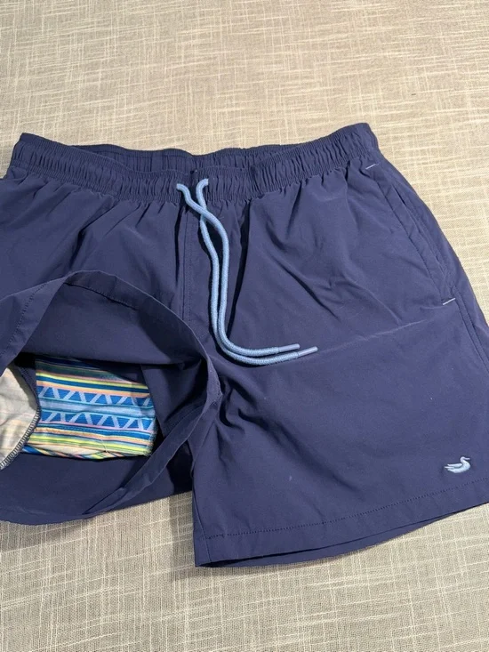 Southern Marsh Swim Trunks Men Medium Blue Duck Logo Elastic Waist Shorts - Picture 5 of 13